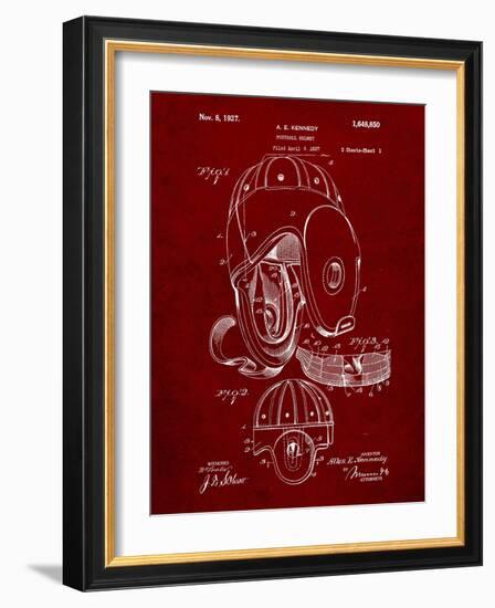 PP73-Burgundy Football Leather Helmet 1927 Patent Poster-Cole Borders-Framed Giclee Print