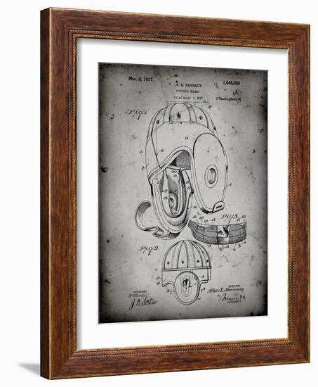 PP73-Faded Grey Football Leather Helmet 1927 Patent Poster-Cole Borders-Framed Giclee Print