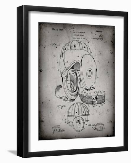 PP73-Faded Grey Football Leather Helmet 1927 Patent Poster-Cole Borders-Framed Giclee Print