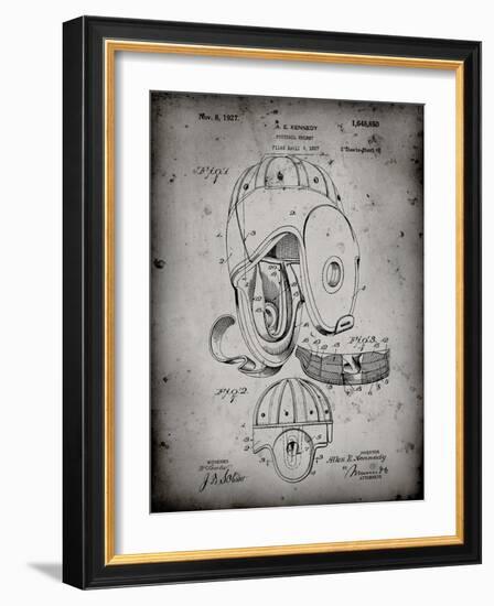 PP73-Faded Grey Football Leather Helmet 1927 Patent Poster-Cole Borders-Framed Giclee Print