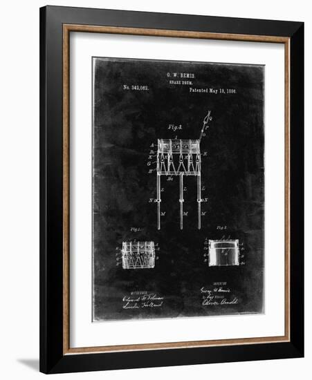 PP732-Black Grunge Bemis Marching Snare Drum and Stand Patent Poster-Cole Borders-Framed Giclee Print