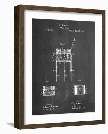 PP732-Chalkboard Bemis Marching Snare Drum and Stand Patent Poster-Cole Borders-Framed Giclee Print