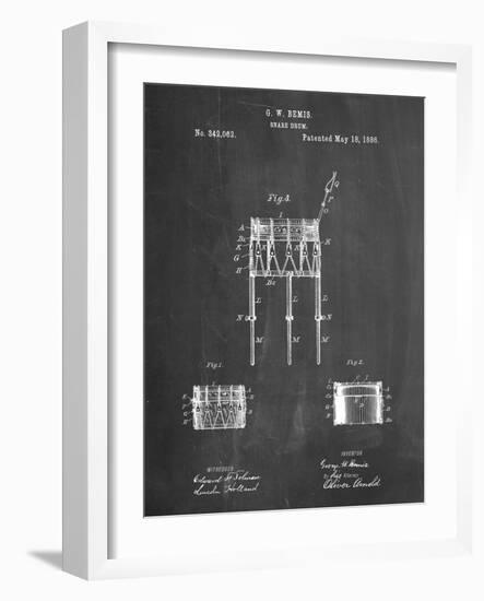 PP732-Chalkboard Bemis Marching Snare Drum and Stand Patent Poster-Cole Borders-Framed Giclee Print