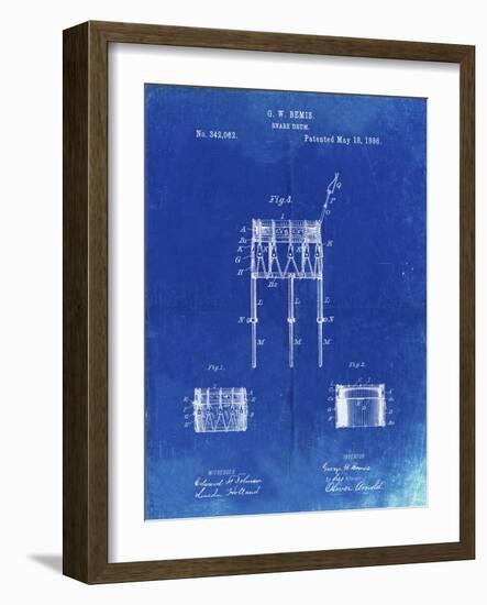 PP732-Faded Blueprint Bemis Marching Snare Drum and Stand Patent Poster-Cole Borders-Framed Giclee Print