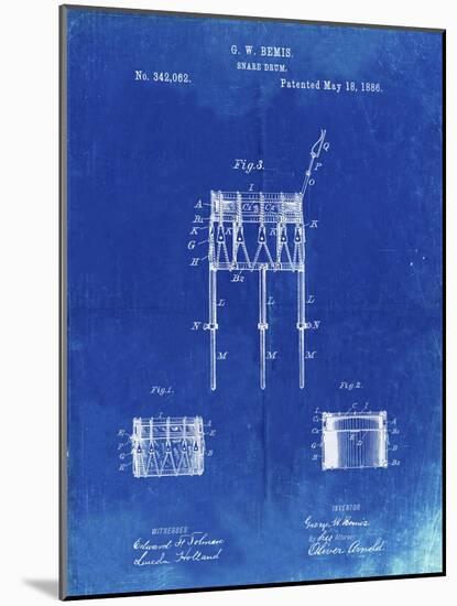 PP732-Faded Blueprint Bemis Marching Snare Drum and Stand Patent Poster-Cole Borders-Mounted Giclee Print