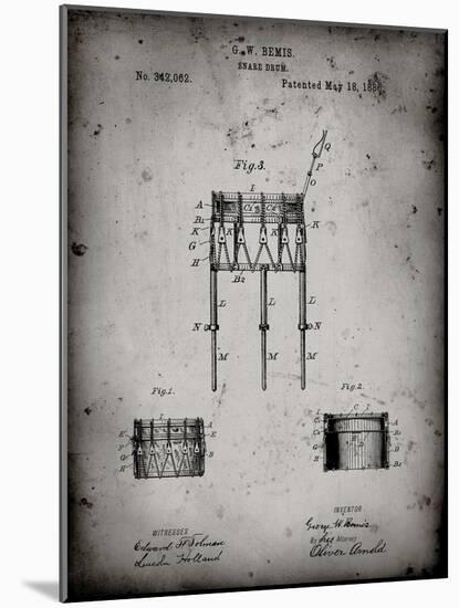 PP732-Faded Grey Bemis Marching Snare Drum and Stand Patent Poster-Cole Borders-Mounted Giclee Print