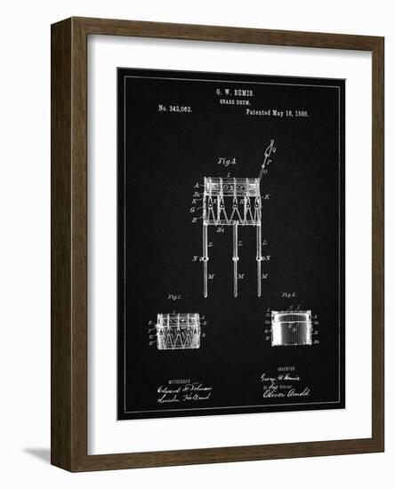 PP732-Vintage Black Bemis Marching Snare Drum and Stand Patent Poster-Cole Borders-Framed Giclee Print