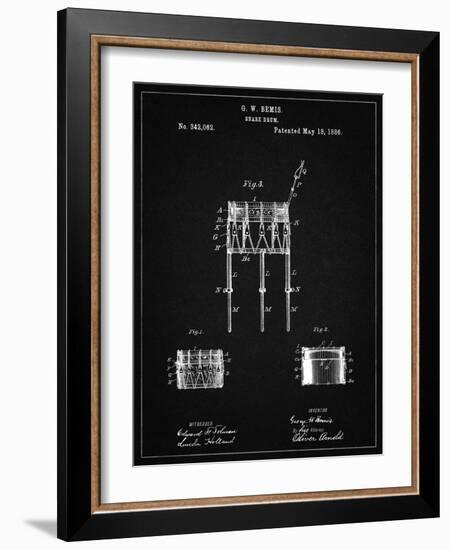 PP732-Vintage Black Bemis Marching Snare Drum and Stand Patent Poster-Cole Borders-Framed Giclee Print