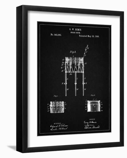 PP732-Vintage Black Bemis Marching Snare Drum and Stand Patent Poster-Cole Borders-Framed Giclee Print