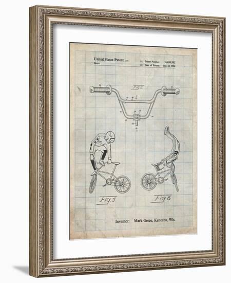 PP734-Antique Grid Parchment Bicycle Handlebar Art-Cole Borders-Framed Giclee Print