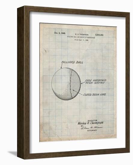 PP736-Antique Grid Parchment Billiard Ball Patent Poster-Cole Borders-Framed Giclee Print