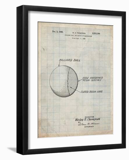 PP736-Antique Grid Parchment Billiard Ball Patent Poster-Cole Borders-Framed Giclee Print