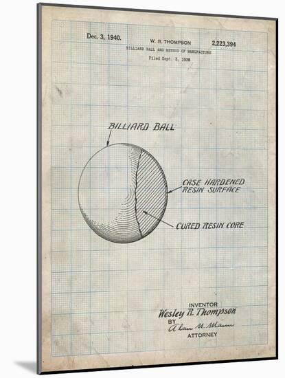 PP736-Antique Grid Parchment Billiard Ball Patent Poster-Cole Borders-Mounted Giclee Print