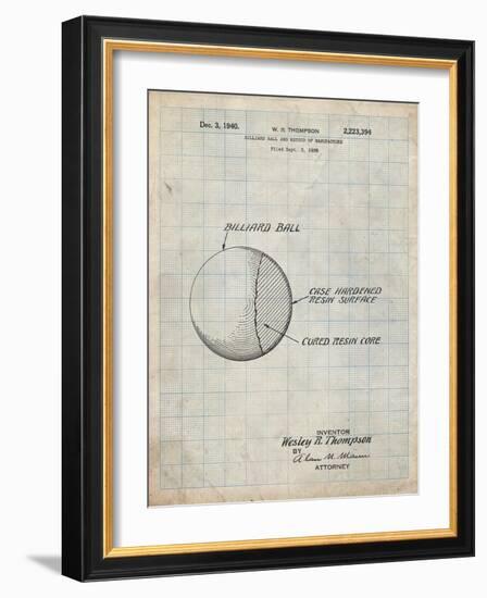 PP736-Antique Grid Parchment Billiard Ball Patent Poster-Cole Borders-Framed Giclee Print