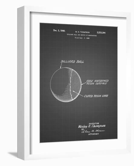 PP736-Black Grid Billiard Ball Patent Poster-Cole Borders-Framed Giclee Print