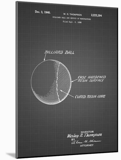 PP736-Black Grid Billiard Ball Patent Poster-Cole Borders-Mounted Giclee Print