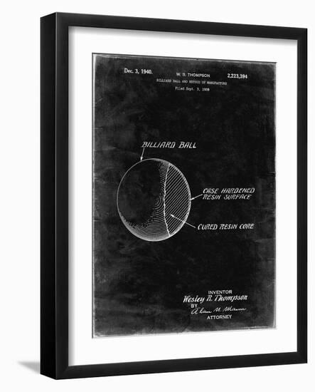 PP736-Black Grunge Billiard Ball Patent Poster-Cole Borders-Framed Giclee Print