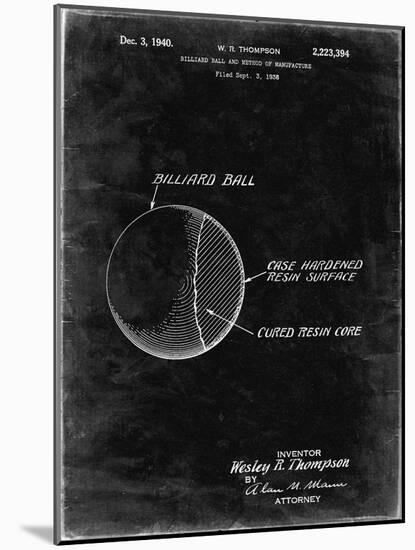 PP736-Black Grunge Billiard Ball Patent Poster-Cole Borders-Mounted Giclee Print