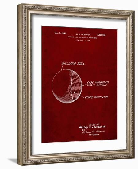 PP736-Burgundy Billiard Ball Patent Poster-Cole Borders-Framed Giclee Print