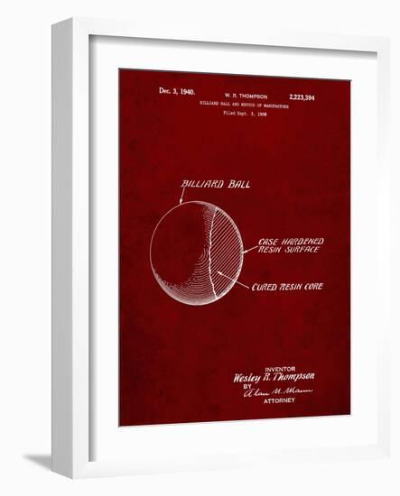 PP736-Burgundy Billiard Ball Patent Poster-Cole Borders-Framed Giclee Print