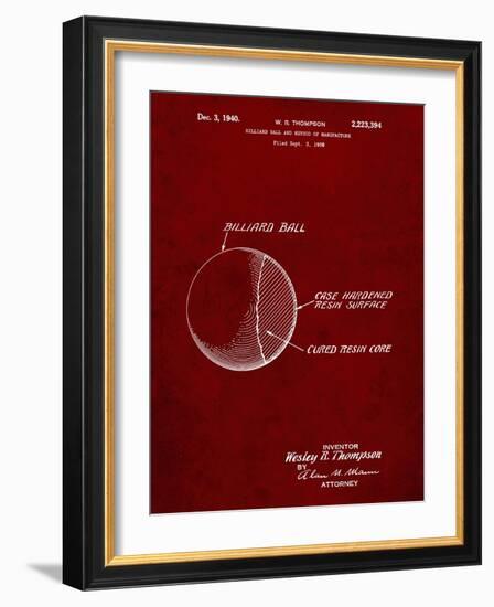 PP736-Burgundy Billiard Ball Patent Poster-Cole Borders-Framed Giclee Print