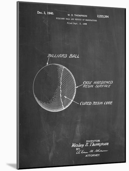 PP736-Chalkboard Billiard Ball Patent Poster-Cole Borders-Mounted Giclee Print