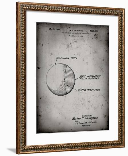 PP736-Faded Grey Billiard Ball Patent Poster-Cole Borders-Framed Giclee Print