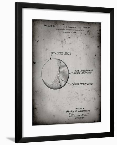 PP736-Faded Grey Billiard Ball Patent Poster-Cole Borders-Framed Giclee Print