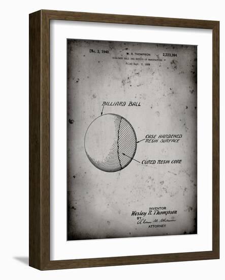 PP736-Faded Grey Billiard Ball Patent Poster-Cole Borders-Framed Giclee Print