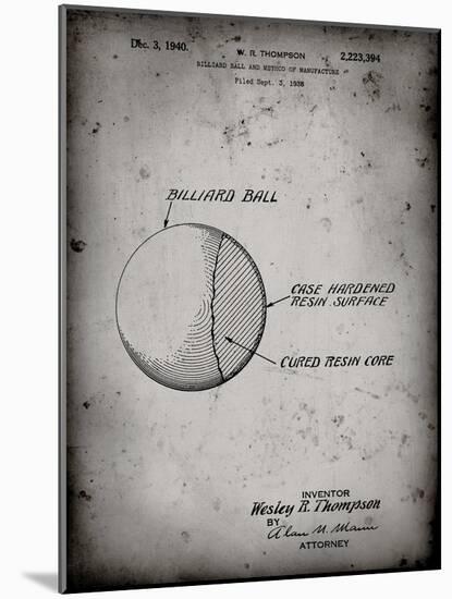 PP736-Faded Grey Billiard Ball Patent Poster-Cole Borders-Mounted Giclee Print