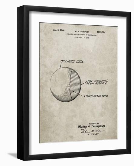 PP736-Sandstone Billiard Ball Patent Poster-Cole Borders-Framed Giclee Print