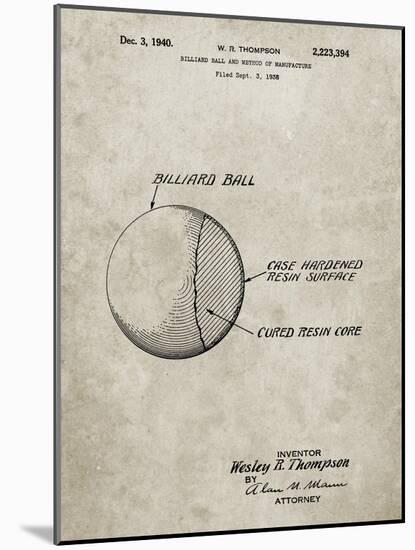 PP736-Sandstone Billiard Ball Patent Poster-Cole Borders-Mounted Giclee Print