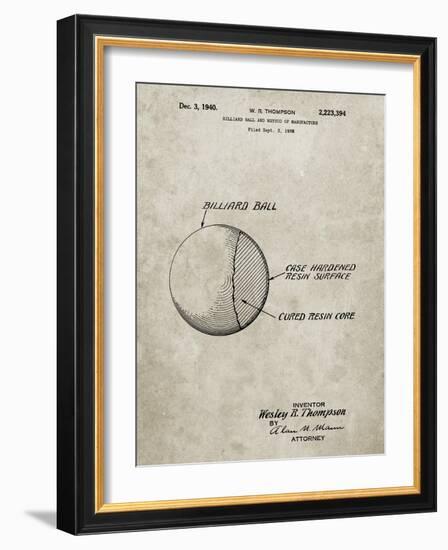 PP736-Sandstone Billiard Ball Patent Poster-Cole Borders-Framed Giclee Print