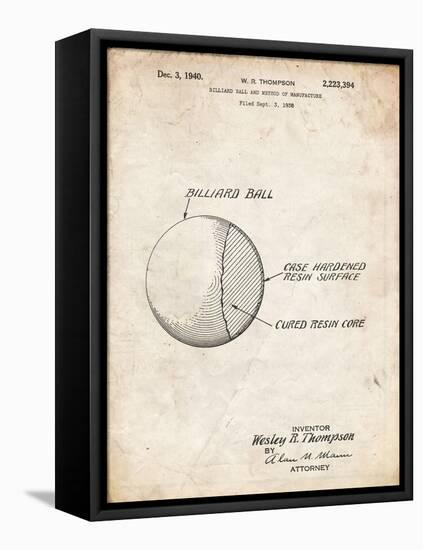 PP736-Vintage Parchment Billiard Ball Patent Poster-Cole Borders-Framed Premier Image Canvas