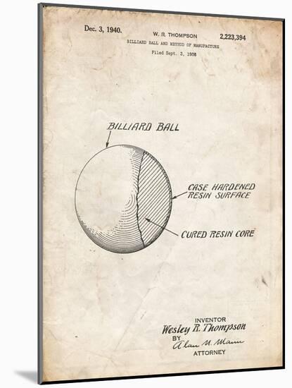 PP736-Vintage Parchment Billiard Ball Patent Poster-Cole Borders-Mounted Giclee Print