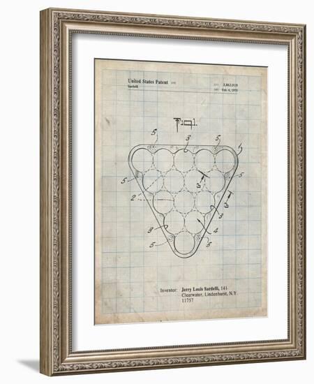 PP737-Antique Grid Parchment Billiard Ball Rack Patent Poster-Cole Borders-Framed Giclee Print