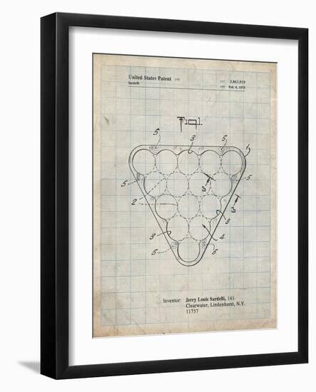 PP737-Antique Grid Parchment Billiard Ball Rack Patent Poster-Cole Borders-Framed Giclee Print