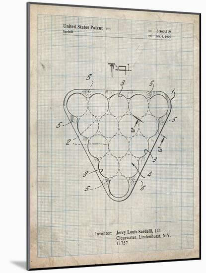 PP737-Antique Grid Parchment Billiard Ball Rack Patent Poster-Cole Borders-Mounted Giclee Print
