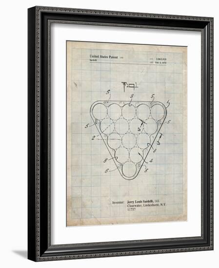 PP737-Antique Grid Parchment Billiard Ball Rack Patent Poster-Cole Borders-Framed Giclee Print