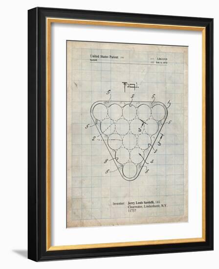 PP737-Antique Grid Parchment Billiard Ball Rack Patent Poster-Cole Borders-Framed Giclee Print