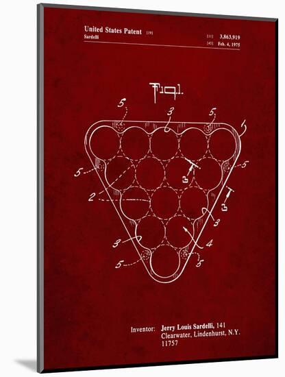 PP737-Burgundy Billiard Ball Rack Patent Poster-Cole Borders-Mounted Giclee Print