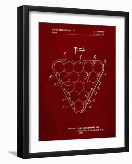 PP737-Burgundy Billiard Ball Rack Patent Poster-Cole Borders-Framed Giclee Print