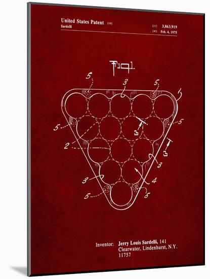 PP737-Burgundy Billiard Ball Rack Patent Poster-Cole Borders-Mounted Giclee Print