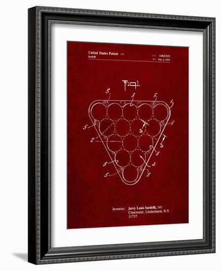 PP737-Burgundy Billiard Ball Rack Patent Poster-Cole Borders-Framed Giclee Print