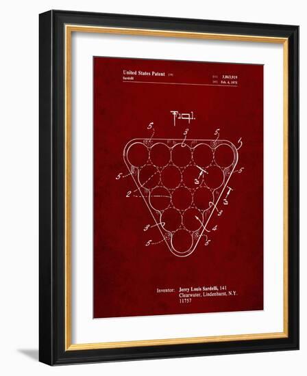 PP737-Burgundy Billiard Ball Rack Patent Poster-Cole Borders-Framed Giclee Print