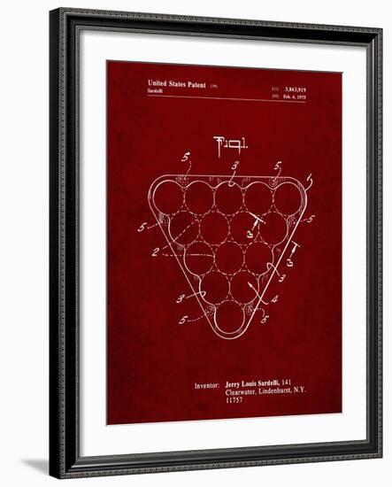 PP737-Burgundy Billiard Ball Rack Patent Poster-Cole Borders-Framed Giclee Print