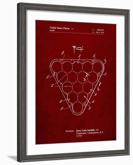 PP737-Burgundy Billiard Ball Rack Patent Poster-Cole Borders-Framed Giclee Print