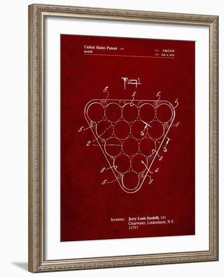 PP737-Burgundy Billiard Ball Rack Patent Poster-Cole Borders-Framed Giclee Print