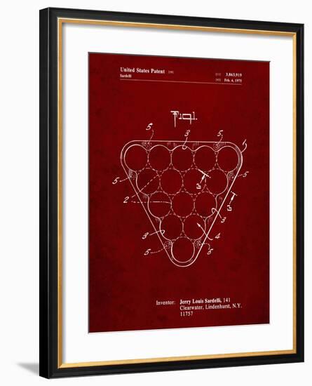 PP737-Burgundy Billiard Ball Rack Patent Poster-Cole Borders-Framed Giclee Print