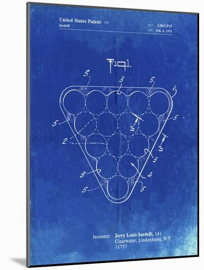 PP737-Faded Blueprint Billiard Ball Rack Patent Poster-Cole Borders-Mounted Giclee Print